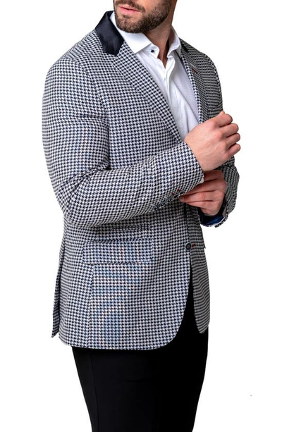 Shop Maceoo Socrate Evo Glitz Houndstooth Sport Coat In Blue