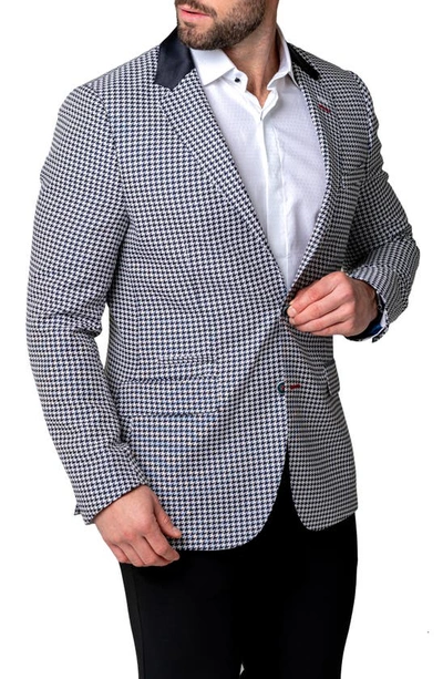 Shop Maceoo Socrate Evo Glitz Houndstooth Sport Coat In Blue