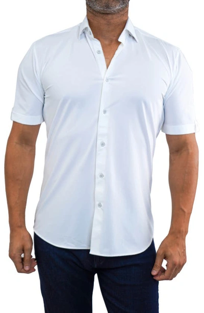 Shop Maceoo Galileo Stretchcore Short Sleeve Performance Button-up Shirt In White