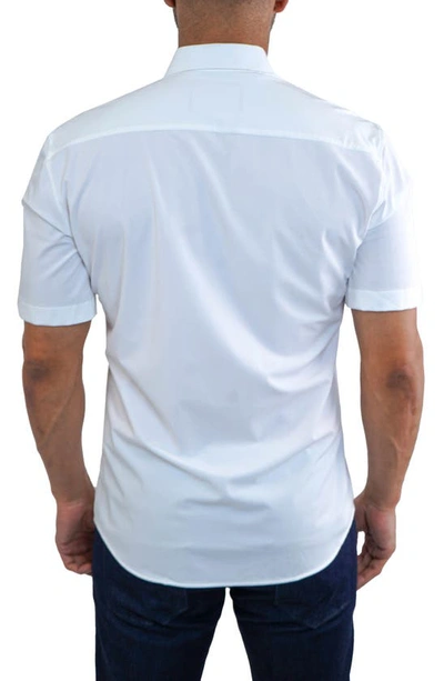 Shop Maceoo Galileo Stretchcore Short Sleeve Performance Button-up Shirt In White