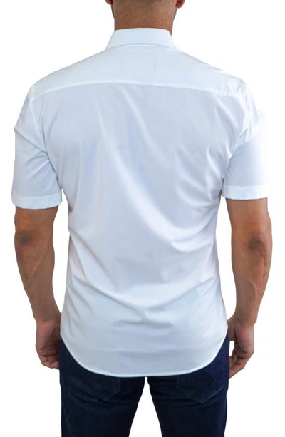 Maceoo Galileo Stretchcore Short Sleeve Performance Button-up Shirt In White