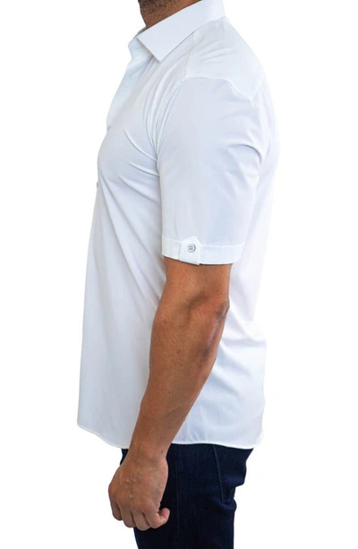 Maceoo Galileo Stretchcore Short Sleeve Performance Button-up Shirt In White
