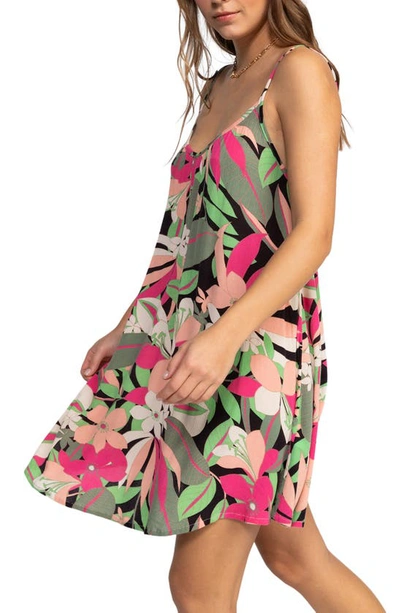 Shop Roxy Spring Adventure Floral Cover-up Dress In Anthracite Palm Song