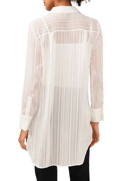 Halogen Variegated Tonal Stripe Button-up Tunic Shirt In New Ivory