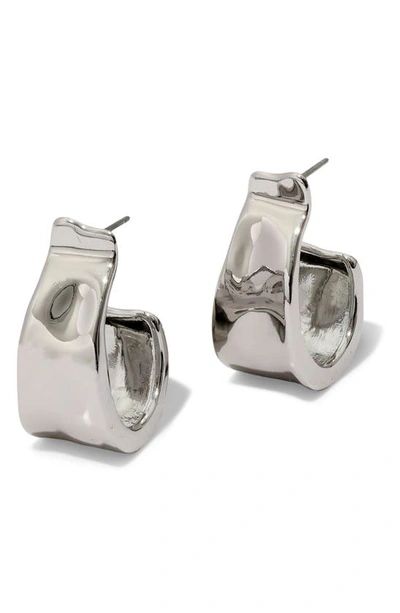 Shop Alexis Bittar Molten Ribbon Hoop Earrings In Silver