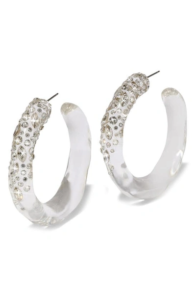 Shop Alexis Bittar Confetti Crystal Lucite® Hoop Earrings In Crystal/ Clear