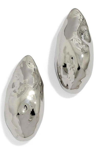 Shop Alexis Bittar Molten Puffy Teardrop Earrings In Silver