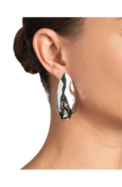 Shop Alexis Bittar Molten Puffy Teardrop Earrings In Silver