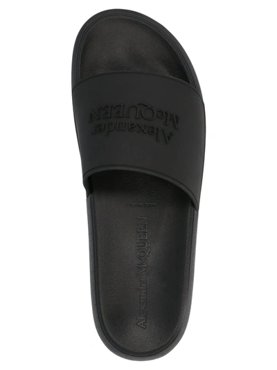 Shop Alexander Mcqueen Logo Slides Sandals Black