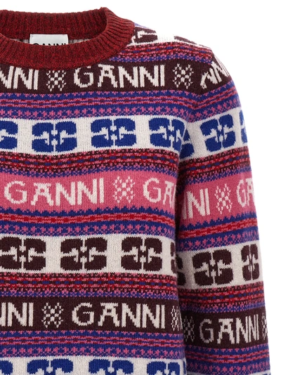 Shop Ganni Logo Sweater Sweater, Cardigans Multicolor