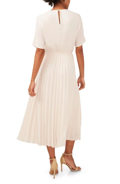 Halogen Pleated Midi Dress In White Birch