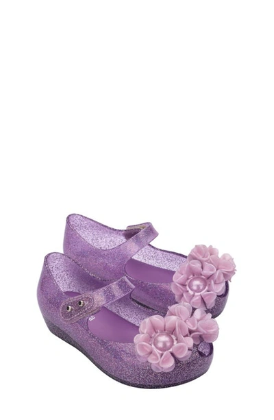 Shop Mini Melissa Kids' Mini Ultragirl Springtime Mary Jane Flat In Lilac Glit