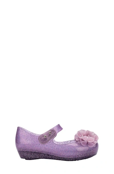 Shop Mini Melissa Kids' Mini Ultragirl Springtime Mary Jane Flat In Lilac Glit