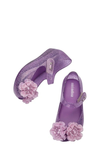 Shop Mini Melissa Kids' Mini Ultragirl Springtime Mary Jane Flat In Lilac Glit