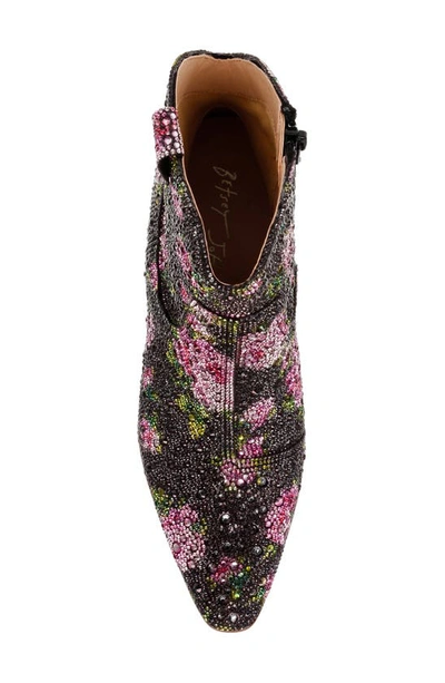 Shop Betsey Johnson Diva Embellished Bootie In Black/ Pink Floral