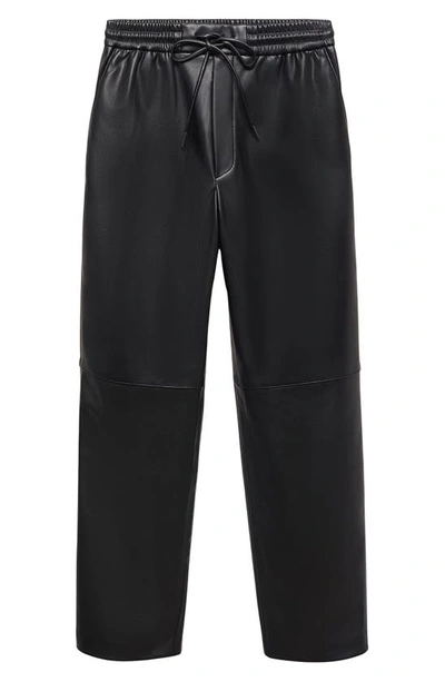 Shop Mango Faux Leather Drawstring Pants In Black