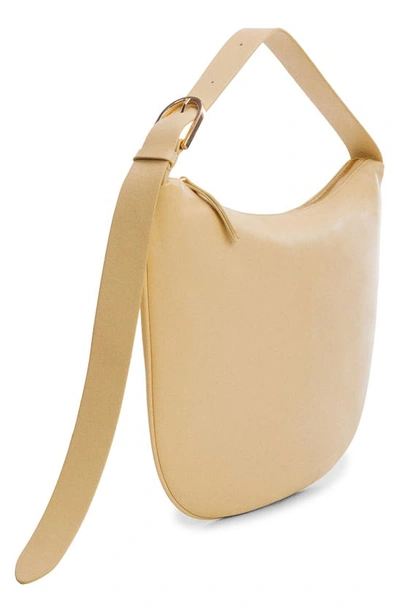 Shop Mango Leather Shoulder Bag In Vanilla