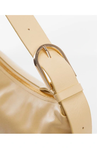 Shop Mango Leather Shoulder Bag In Vanilla