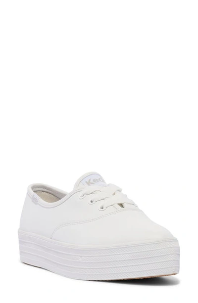 Shop Keds Point Leather Sneaker In White Leather