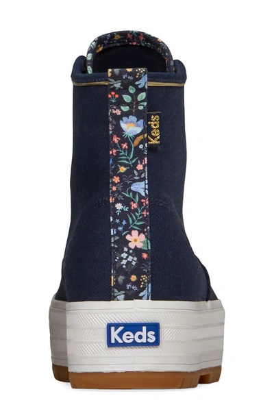 Shop Keds X Rifle Paper Co. High Top Platform Sneaker In Navy Canvas