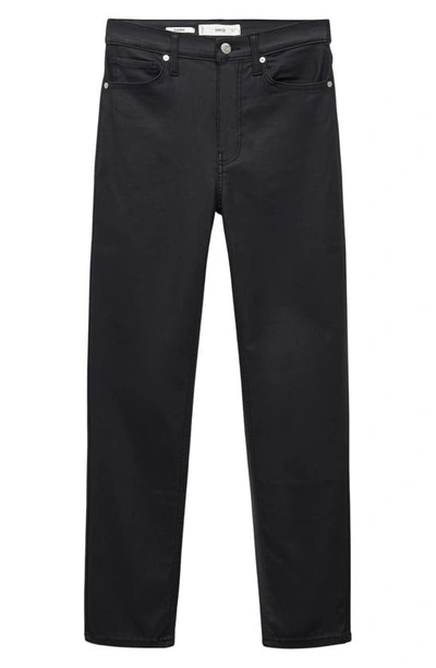 Mango Cropped Slim-fit Trousers Black In Black
