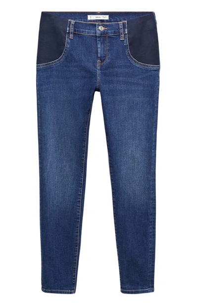 Shop Mango Skinny Maternity Jeans In Dark Blue