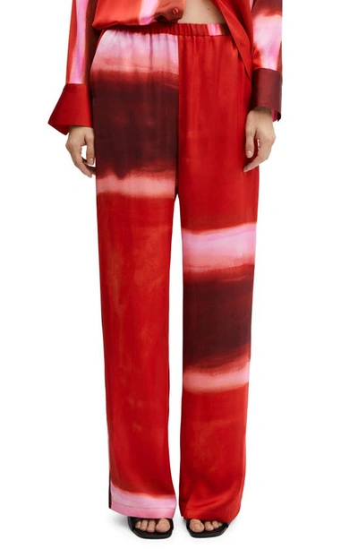 Shop Mango Tie Dye Satin Pants In Red