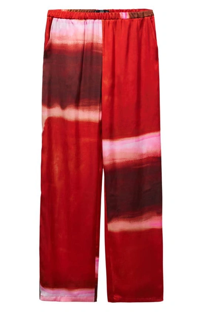 Shop Mango Tie Dye Satin Pants In Red
