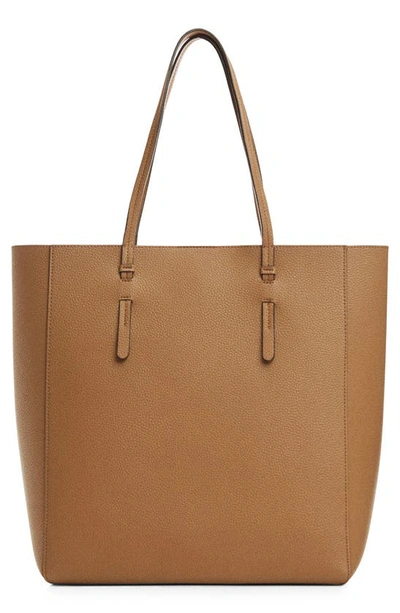Shop Mango Faux Leather Shopper Tote In Brown Leather
