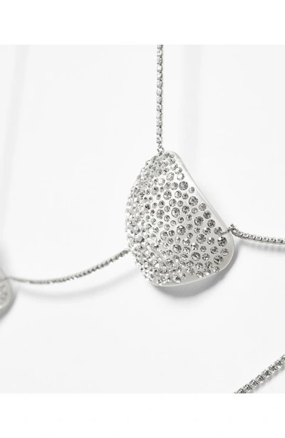 Shop Mango Crystal Body Necklace In Silver
