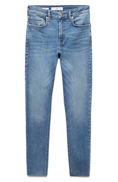 Shop Mango Crop Skinny Jeans In Medium Blue