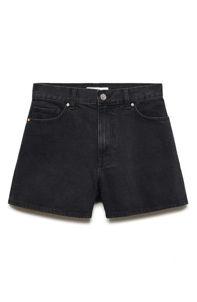 Mango Raw Hem Nonstretch Bermuda Shorts In Black