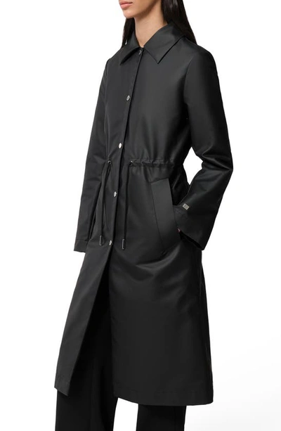 Shop Soia & Kyo Simone Waterproof Raincoat With Removable Hood In Black