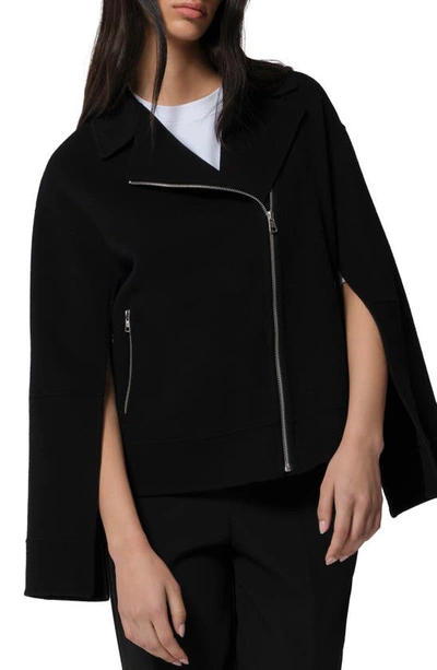 Shop Soia & Kyo Iskra Covertible Sleeve Wool Blend Coat In Black