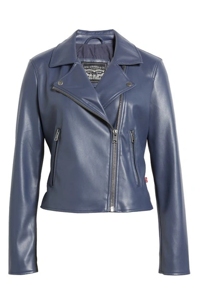Shop Levi's Shrunken Faux Leather Moto Jacket In Odyssey Grey