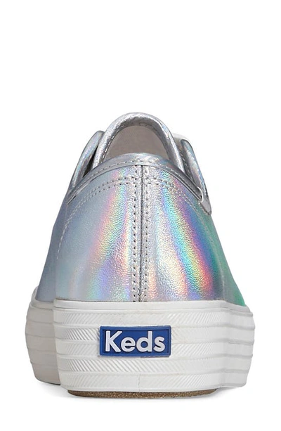 Keds Triple Kick Platform Sneaker In Silver Multi Leather