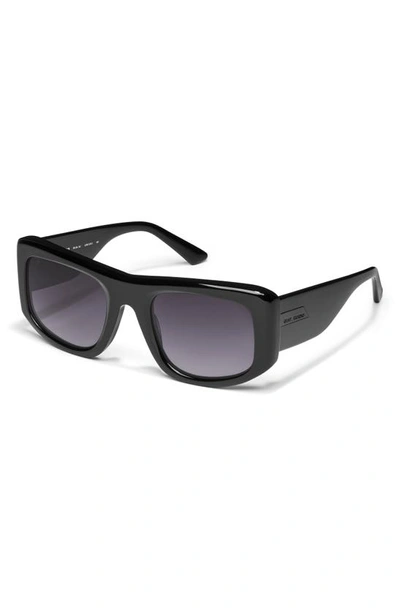 Shop Quay X Guizio Uniform 53mm Square Sunglasses In Black/ Smoke
