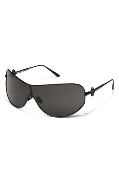 Shop Quay X Guizio Balance 51mm Shield Sunglasses In Matte Black/ Smoke