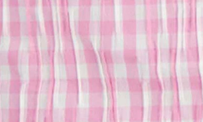 Foxcroft Carolina Gingham Crinkled Cotton Blend Button-up Shirt In Softshell Pink
