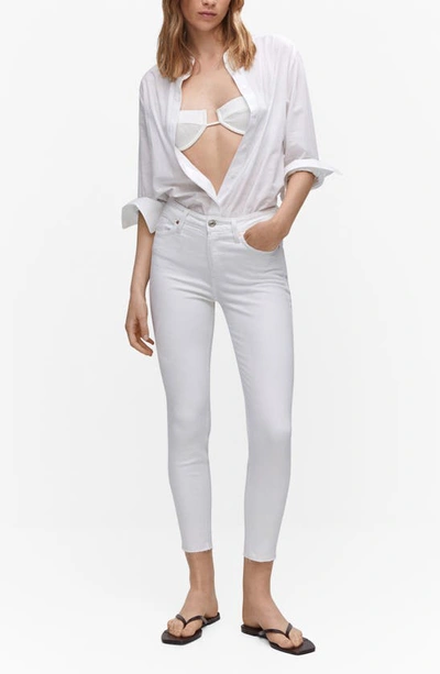 Shop Mango Crop Skinny Jeans In White