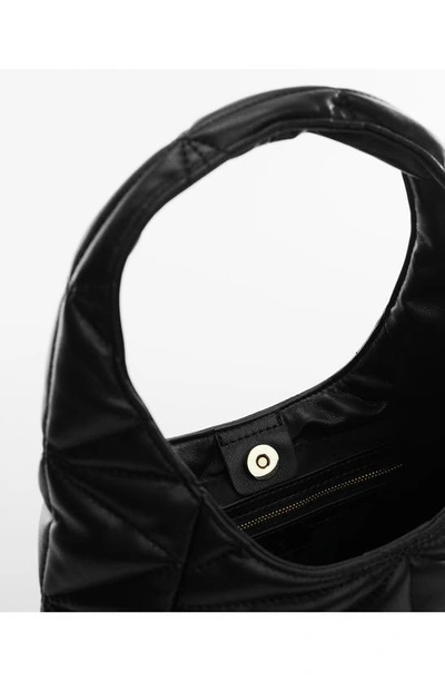 Mango Quilted Shoulder Bag Black In Black