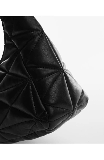 Mango Quilted Shoulder Bag Black In Black