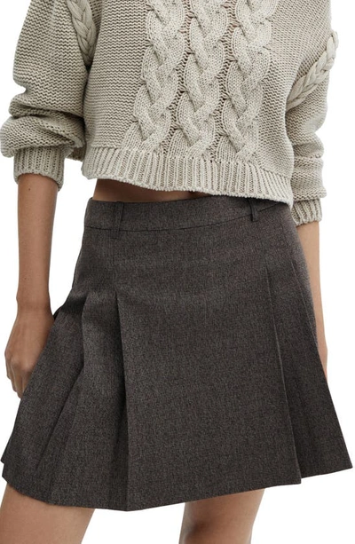 Shop Mango Pleated Miniskirt In Grey