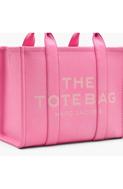 Shop Marc Jacobs The Leather Medium Tote Bag In Petal Pink