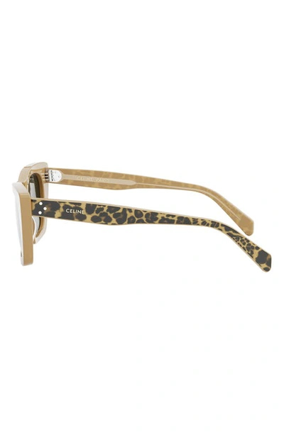 Shop Celine 51mm Cat Eye Sunglasses In Animal / Smoke