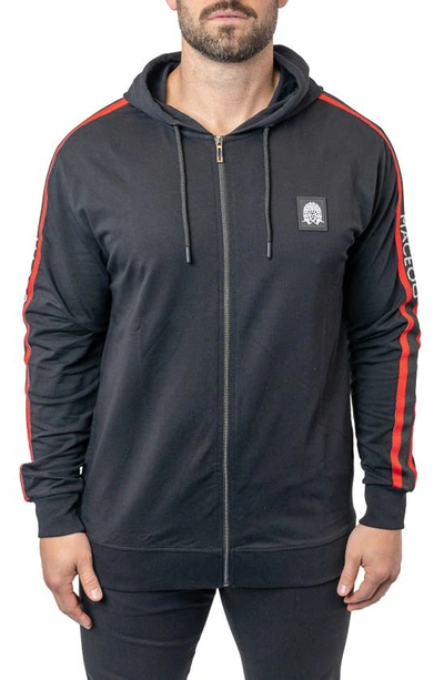 Maceoo Leo Black Hooded Zip-up Sweatshirt In Black