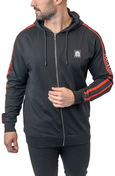 Shop Maceoo Leo Hooded Zip-up Sweatshirt In Black