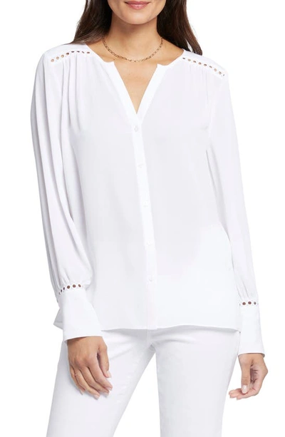 Shop Nydj Liliana Lace Inset Peasant Top In Optic White