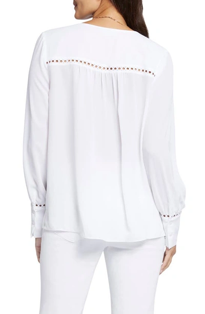 Shop Nydj Liliana Lace Inset Peasant Top In Optic White