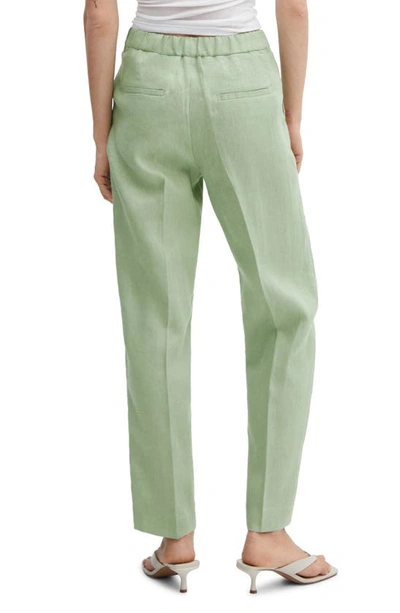 Shop Mango Straight Leg Linen Pants In Pastel Green